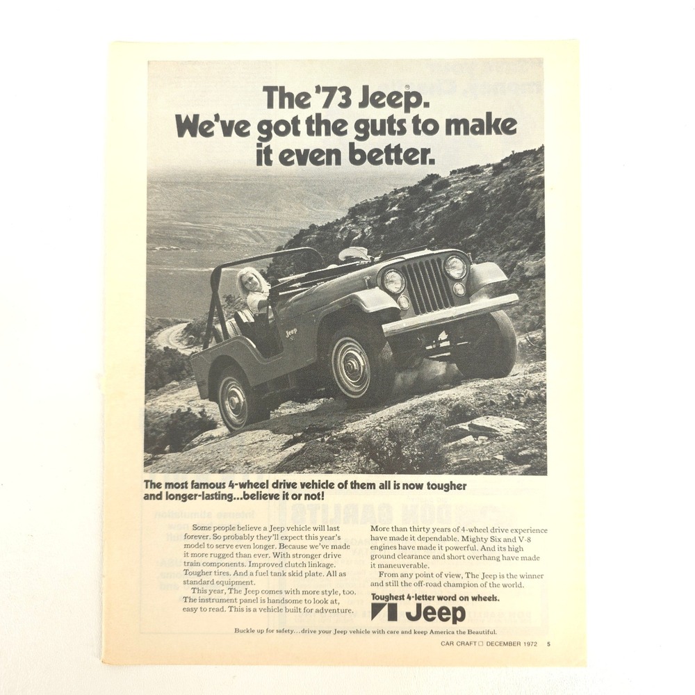 Vintage Jeep 4x4 Print Ad 1970s Garage Wall Art Advertising Show Display Promo